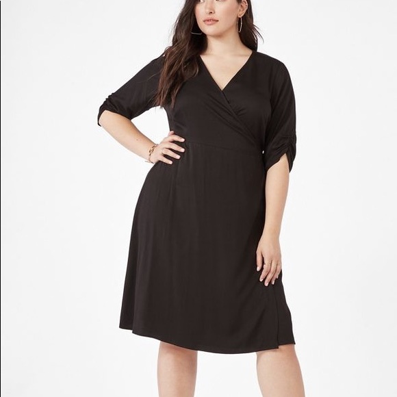 black flowy wrap dress
